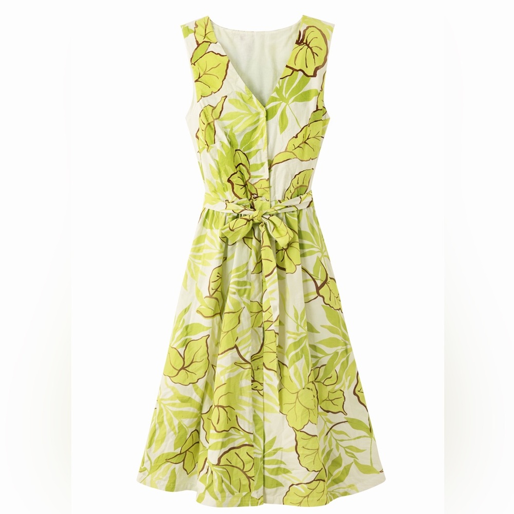 Ann Taylor Factory Lime Green and White Floral Midi Dress - Picture 3 of 7